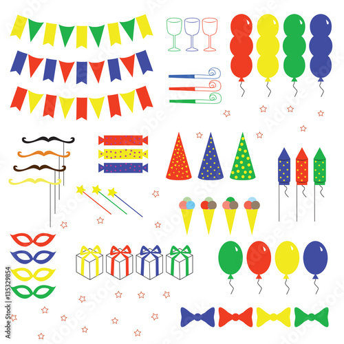 "Set of birthday party" Stock image and royalty-free vector files on