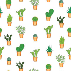 Cactus seamless pattern.