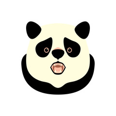 panda head style vector illustration Flat