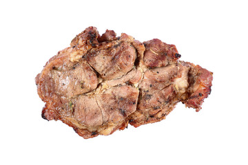 one piece of pork chop isolated on white