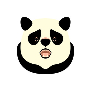 panda head style vector illustration Flat