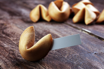 Many Chinese fortune cookie paper with prediction
