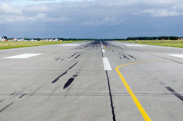 Runway takeoff airplane flight travel sky clouds