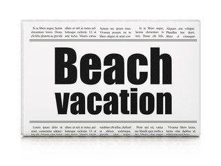 Travel concept: newspaper headline Beach Vacation