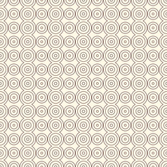 Outline seamless pattern with vertical lines and circles. Repeated geometric figures ornamental abstract background.