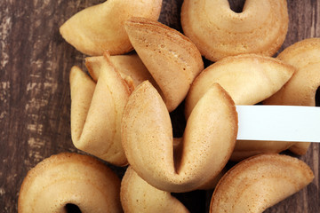 Many Chinese fortune cookie paper with prediction