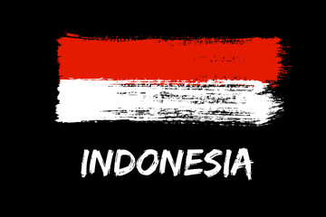 Indonesia flag paint brush strokes