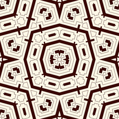 Outline ethnic abstract background. Seamless pattern with symmetric geometric ornament. Vector illustration