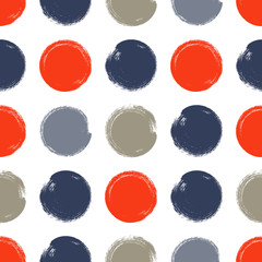 vector Seamless pattern: brush strokes circles of paint