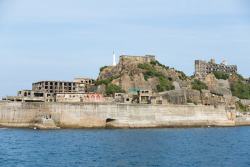 Fototapeta na wymiar Battleship Island in Nagasaki city of Japan
