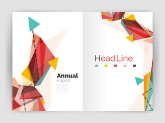 Triangles and lines, annual report flyer brochure template