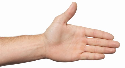 Isolated men hand with white background