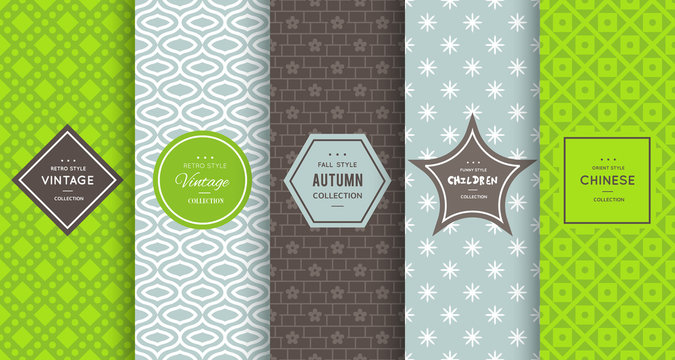 Retro different vector seamless patterns