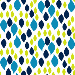 Abstract blue and green drop petals seamless vector pattern.