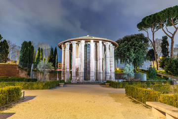 Rome Hercules Temple at Night