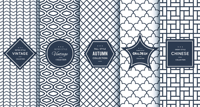 Blue line seamless patterns for universal background