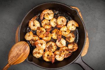 Shrimps in a skillet