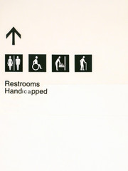 The arrow for sign to the washroom and toilet.