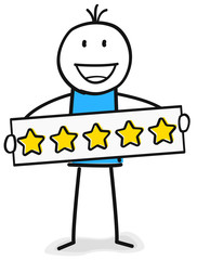 Figur gibt eine fünf Sterne Bewertung 
