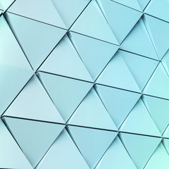 Abstract 3D illustration of modern aluminum ventilated facade of triangles