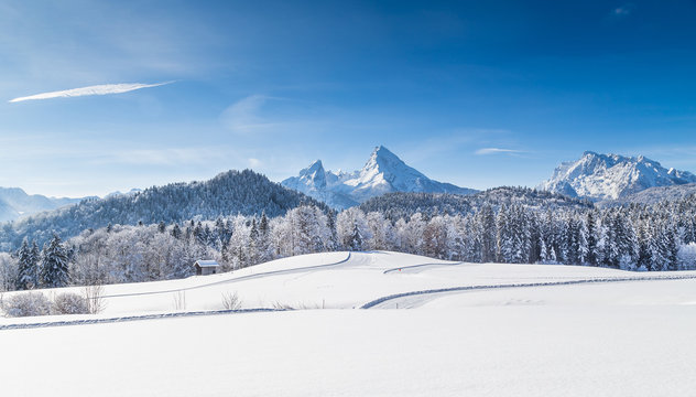 Winter wonderland in the Alps in winter