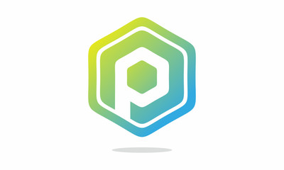 Geometric Initial P for App Icon logo design