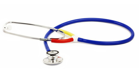 Stethoscope in various colors on white