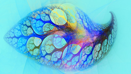 Fototapeta premium Magical tree leaf round holes. Colored swirls. 3D surreal illustration. Sacred geometry. Mysterious psychedelic relaxation pattern. Fractal abstract texture. Digital artwork graphic astrology magic