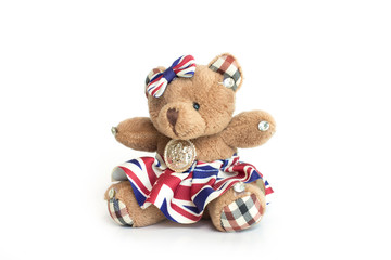 Bear doll on white background