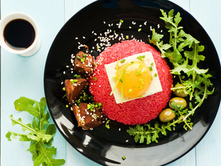 Rice with tofu and egg yolk