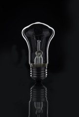 Light bulb on black background