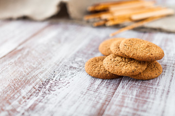 cookie in dish on a wooden background