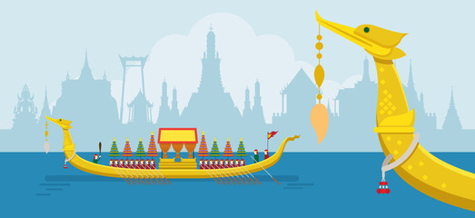 Fototapeta premium Thailand Royal Barge, Suphannahong, Traditional Culture and Travel Attraction