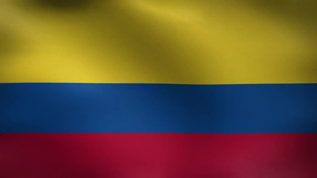 Close-up flag of Colombia ripples in a breeze