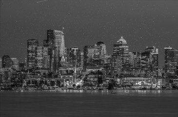 Seattle at night from Gas Works Park across Lake Union
