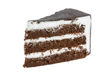 chocolate cake on white background