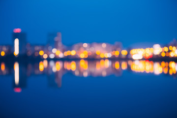 Blurred Bokeh Architectural Urban Backdrop. Background With Urban