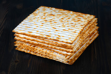 matzoh over wooden background