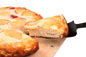 Pie with apples on a white background