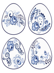 Blue Floral Easter Eggs