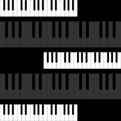 Piano keys on black background