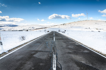 Open road in winter