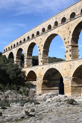 Fototapeta na wymiar The ancient Pont du Gard in France