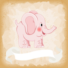 Baby elephant pink on old vintage background
