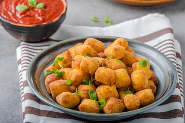 Homemade fried mini croquettes