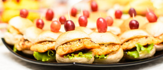Close up of mini sandwiches, catering