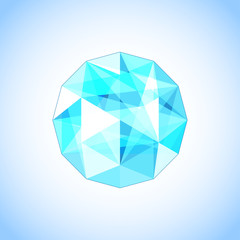 Realistic topaz shaped. Blue gem vector illustration.