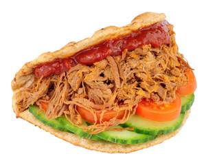 Shredded Beef Sandwich In A Folded Flatbread