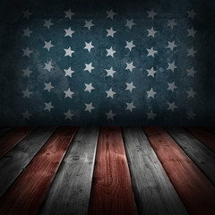 Texture of wood. Imitation USA flag.