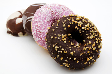 fresh donuts on a white background